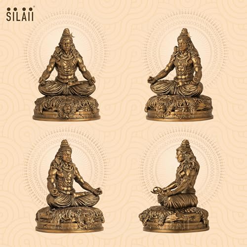 Image of SILAII Lord Shiva Meditation Statue - 12 Inch Mahadev Murti | Spiritual Home Decor Showpiece | Ideal for Meditation, Yoga & Prayer Room