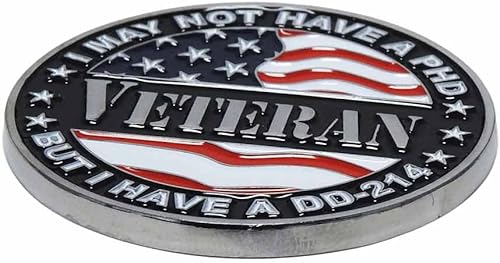 Miniatura 3 de Moneda de desafío para veteranos estadounidenses con DD-214 y cinta de servicio nacional con licencia militar, productos patrióticos, regalos para