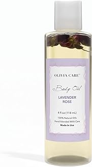 Body Oil Lavender Rose Vegan & Natural Perfume Oil For Women | Hydrating After Bath Oil- Infused with VITAMIN E, K & Omega Fatty Acids - Reduce Dry Skin, Anti-Aging (Lavender Rose)