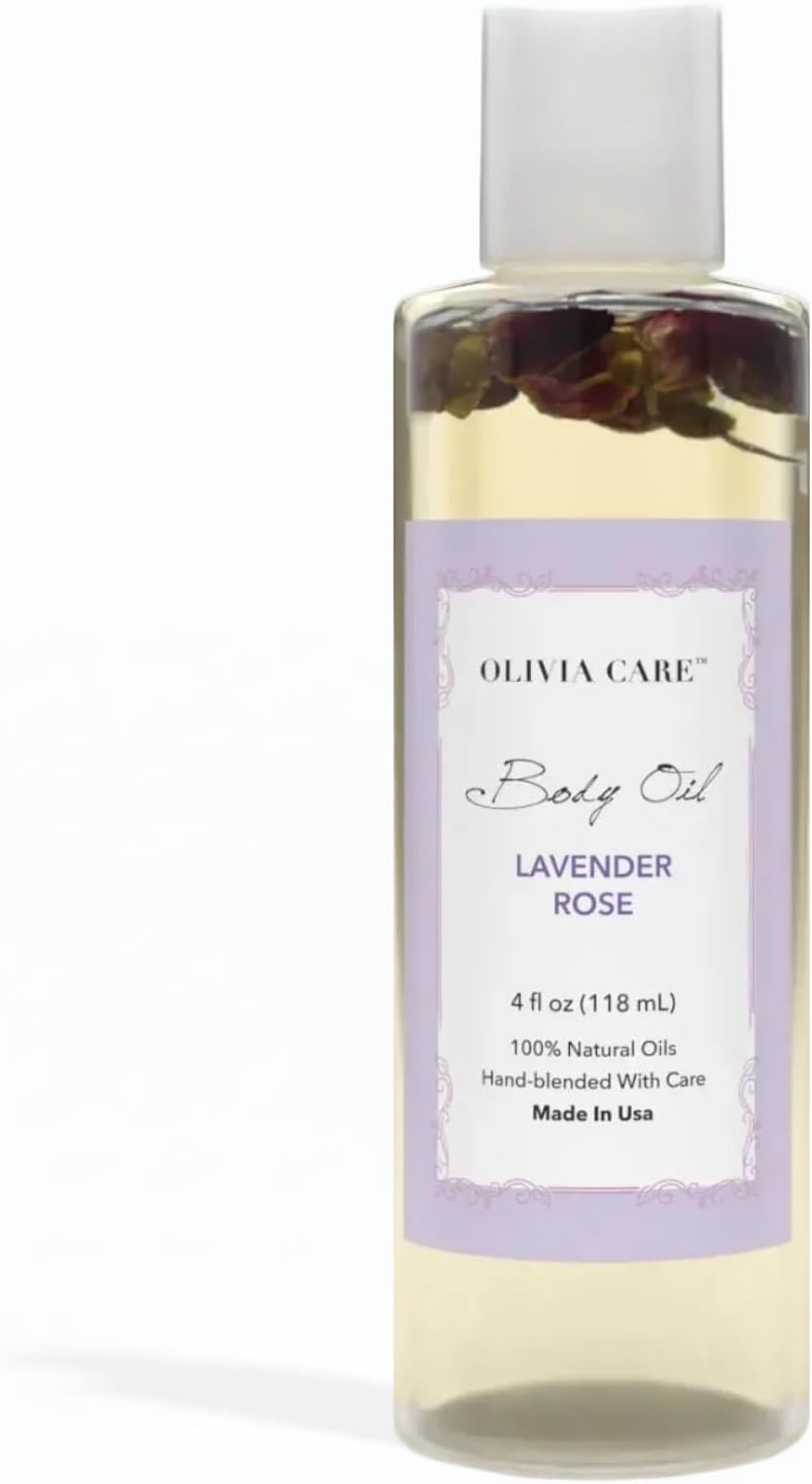 Body Oil Lavender Rose Vegan & Natural Perfume Oil For Women | Hydrating After Bath Oil- Infused with VITAMIN E, K & Omega Fatty Acids - Reduce Dry Skin, Anti-Aging (Lavender Rose)