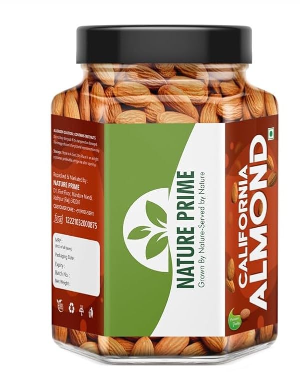 Nature Prime's 100% Natural Premium Californian Almonds,Dried,250GM (JAR PACK)-image-4