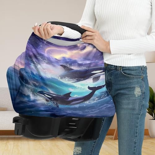 Image of Youngerbaby Killer Whale Galaxy Nursing Cover Breastfeeding Super Soft Multi Use for Baby Car Seat Covers Canopy Shopping Cart Cover Scarf Light Blanket Stroller Cover Baby Girl Necessities
