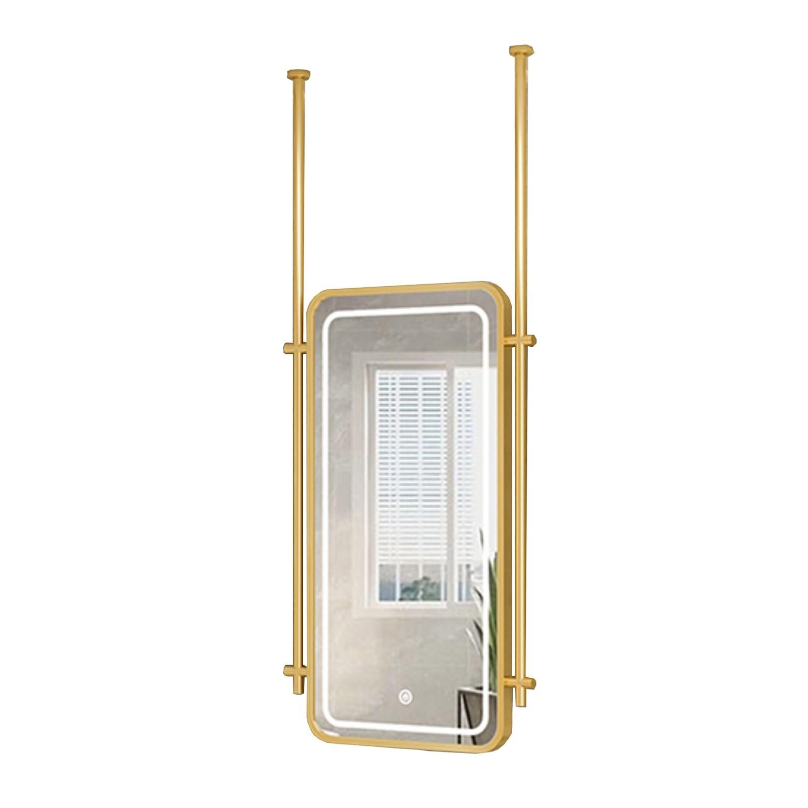 SBCGFY Luminous Ceiling Hanging Mirror,Rectangular Vertical Hanging Mirror,Floating Makeup Vanity Mirror,for Entryway Bathroom Home,Boom Can be Customized(Gold 90L x 60W cm)