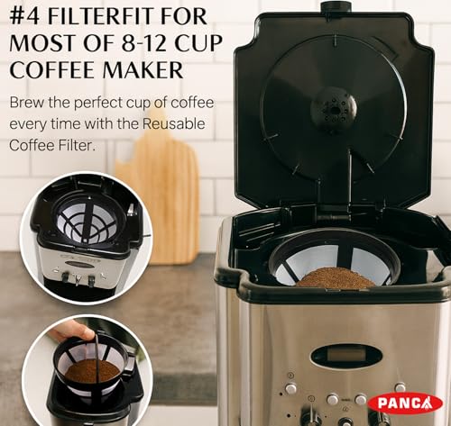 Image of PANCA Reusable Coffee Filter Basket | Mesh Coffee Strainer for Coffee Machines |Pour Over Dripper Filter | Fine Mesh Steel Filter for Moka Pot, Espresso, Drip Coffee