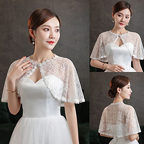 Short Lace Shawl Cloak For Women Girls Dress Elegant Wedding Clothing Fashion Shawl, White2