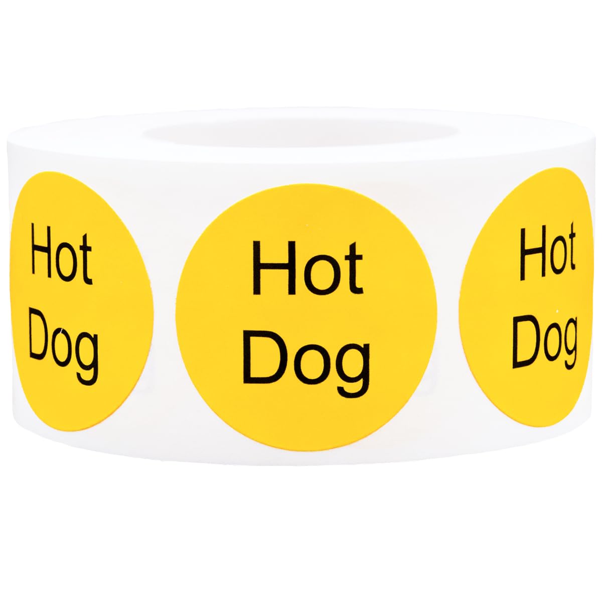 Yellow with Black Hot Dog Circle Dot Adhesive Stickers, 1 Inch Round Labels, 500 Total Stickers