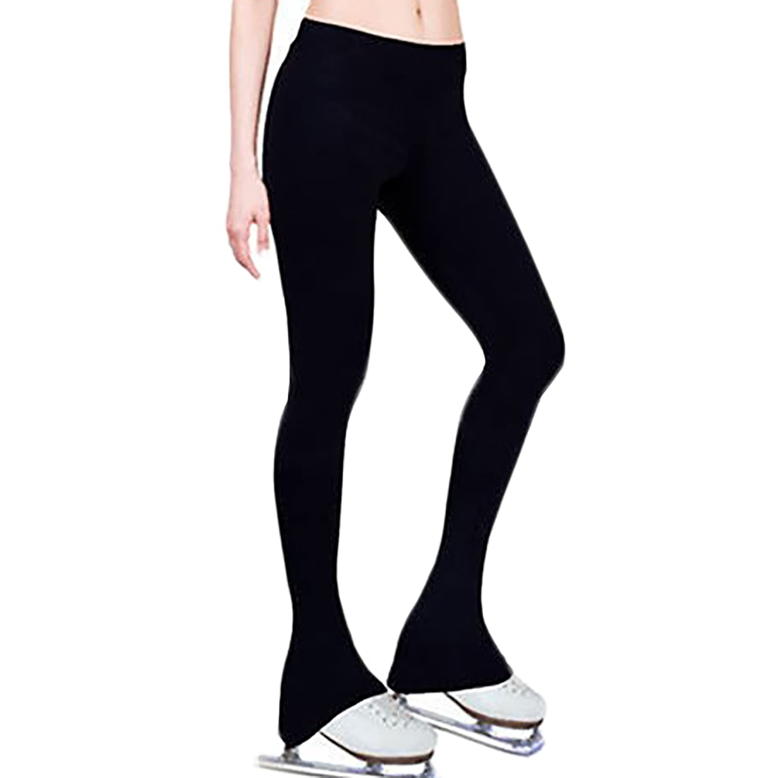 Pantaloni da Pattinaggio Artistico per Ragazze Caldo Pile Gambali da Pattinaggio sul Ghiaccio Bambini Adulti Pantaloni da Allenamento per Donna(Size:S,Color:Nero)