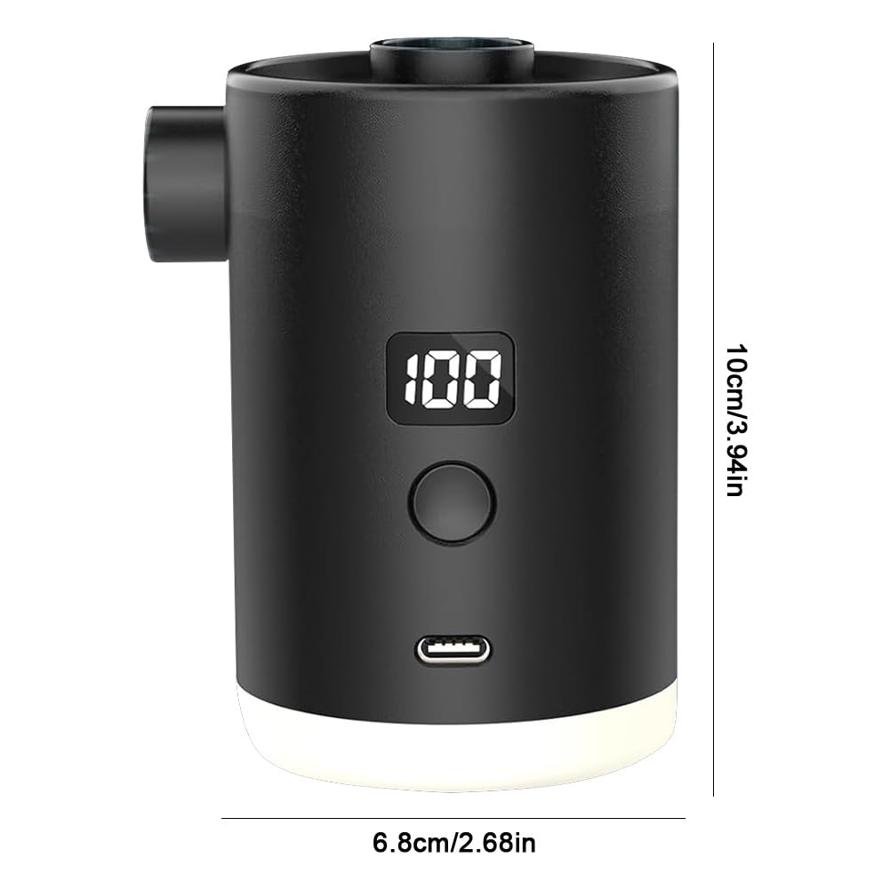Kompaktowa pompka do materaca dmuchanego z latarnią LED i wyświetlaczem, ładowana przez USB, 4000 mAh, na kemping i zabawki na basen
