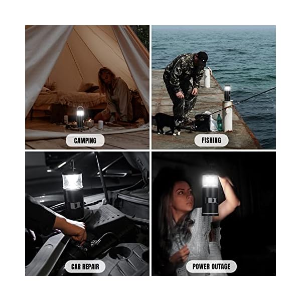 RealPlus Campinglaterne mit Camping Tool Kit, LED Campinglampe und Camping Häufig verwendete Werkzeugpakete, Batteriebetrieben Notfallleuchte für Camping, Angeln, Stromausfällen, Geschenke Männer – Bild 5