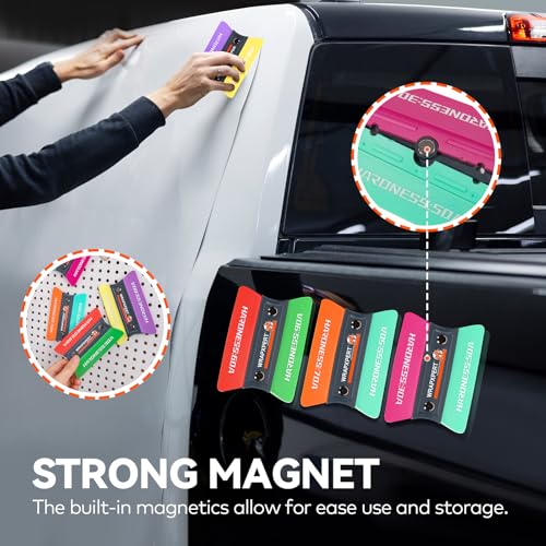 Image of WRAPXPERT Vinyl Wrap Squeegee Vinyl Wrap Tools Felt Squeegee for Car Wrap Magnet Tint Squeegee, 7 Hardness Removable Dual-Side Vinyl Wrapping Kits Window Tint Tools Decal Smoothing Scraper