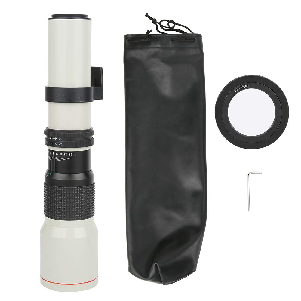 Sxhlseller Teleobiettivo con Focale Fissa da 500 Mm F8-F32 con Messa a Fuoco Manuale per Fotocamera EF-S per Riprese di Animali Selvatici, Paesaggi Naturali, Giochi Sportivi, ECC.