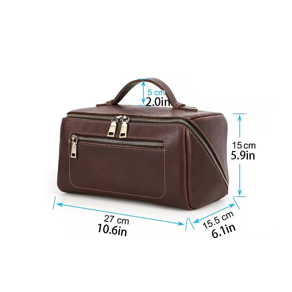 Borsa da Viaggio da Toilette da Uomo in Pelle – Kit da Barba Fatto a Mano, Spazio spazioso e Maniglia for Il Trasporto – Borsa da Viaggio in Pelle for Uomo e Donna