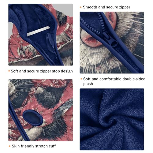 Ferret Wearing Floral Hat Scarf Toddler Fleece Jacket Girl Boys Hooded Fleece Jacket Coat Warm Outwear Zip-up 3-10T3