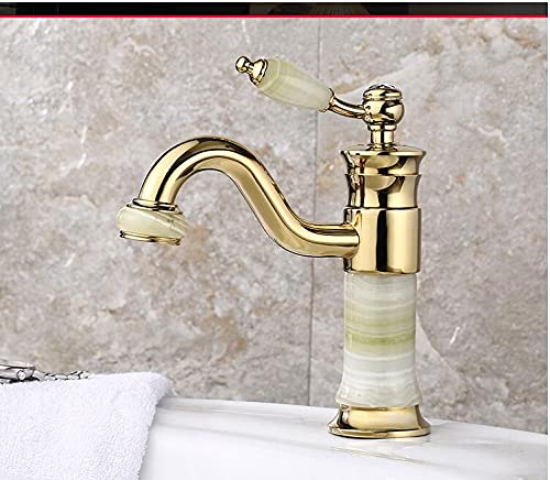 Mitigeur de lavabo design nordique or et jade violet pour vasque de salle de bains