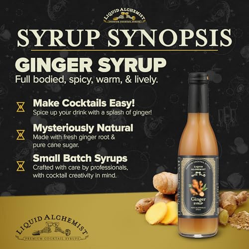 Image of Liquid Alchemist Ginger Syrup for Cocktails - Real Ingredients Make our Liquid Ginger Puree for Cocktails the Perfect Moscow Mule Syrup - Our Non-GMO Vegan Drink Mixer Lasts Up to 2 Years (12.7 oz)