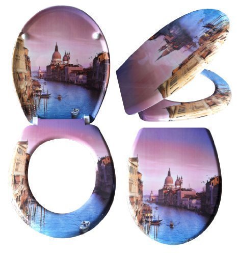Preisvergleich Produktbild WC Sitz mit Absenkautomatik Venedig Toilettendeckel Toilettensitz 0259
