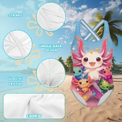 Image of Xpyiqun Swimsuit for Girls One Piece Bathing Suits Size 5-14 Sleeveless Swimwear Cross Shoulder Strap Swimming Wear