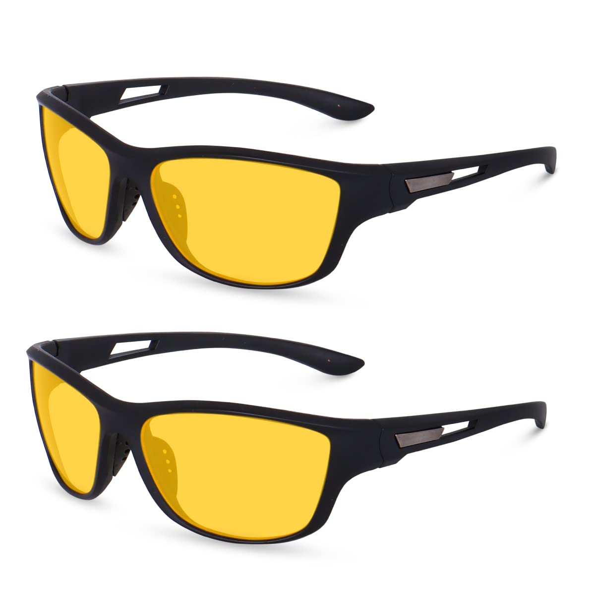 Wrap Around Non-Polarized Sunglasses for Men and Women HD Vision Glasses for Driving Car Riding Bike | Anti Glare Glass for Travelling Sports Outdoors (Yellow Combo)-image-43