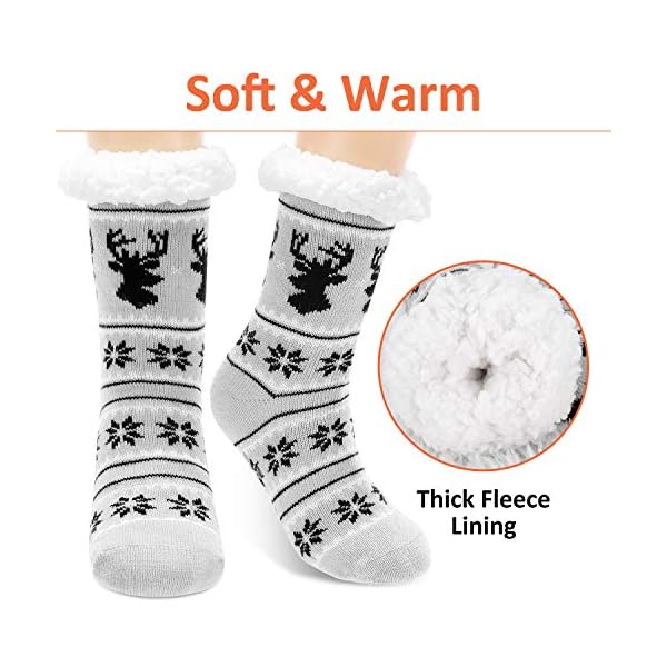 Calmare Aiglam Fleece Socken, Pantoffel Socken, Weihnachtssocken Damen Gemütliche Weiche Vlies Beleg Pantoffel Bett… – Bild 3