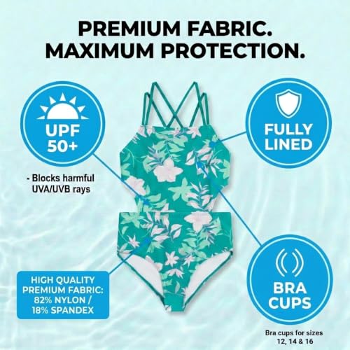 Image of Kanu Surf Girls' Beach Girl Sport Cut-Out One Piece Swimsuit