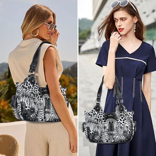 Image of Angel Kiss Hobo Bags for Women Vegan Leather Purses and Handbags Ladies Chic Shoulder Bags Crossbody Purses with Metal Studs