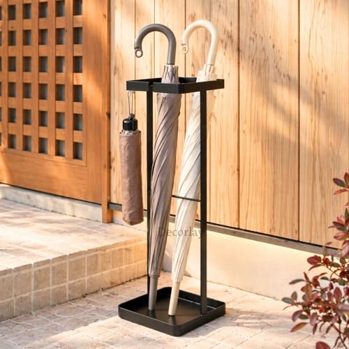 Image of Decorlay Wrought Iron Umbrella Carrying Stand Rack for Canes, Walking Sticks, Indoor Holder Living Room Corner Free Golf Kit Stick Walking Stick & Cane (Black)