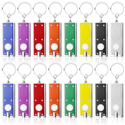 GAOUTO 16 llaveros para linterna, linternas de colores para niños, mini Square LED Keychain Light para emergencias, exteriores, camping, regalos de cumpleaños infantiles