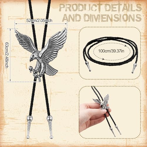 Image of 10 Pcs Bolo Tie for Men Women Western Cowboy Accessories Leather Necktie with Tiger Eye Stone Costume Accessories