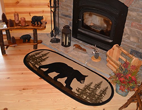Rug Empire Rustic Lodge Novelty Area Rug, 26" W X 63" L, Bear Oval, Multi #TOP1