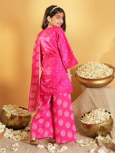 Image of AJ DEZINES Ethnic Wear Sharara Suit Set For Girls|Punjabi dress for Kids|Silk Blend Girls Salwar Suit|Traditional Patiala Outfit|Stylish Kids Kurta for Festivals Weddings & Special Occasions