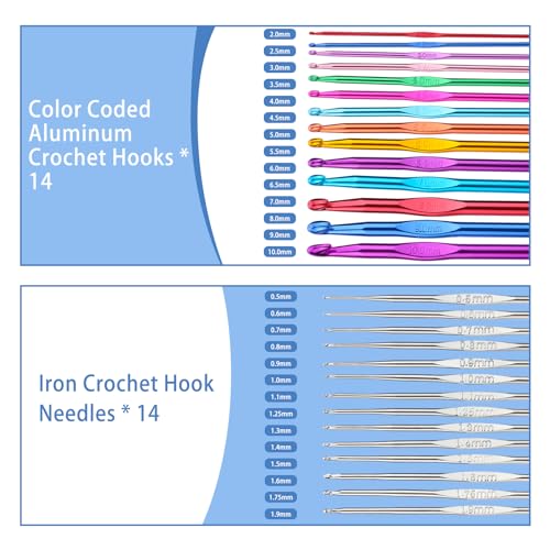 IMZAY Crochet Hooks Set for Beginners, 90Pcs Ergonomic Crochet Kit with Case, Stitch Markers & Blunt Needles, Arthritis-Friendly, Complete Knitting Accessories for Crochet Lovers - Thumbnail 3
