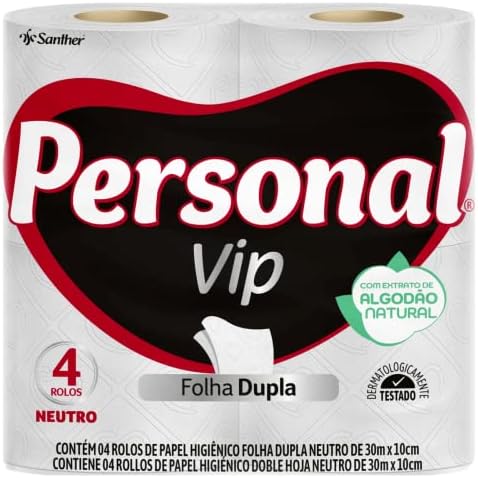 Personal Papel Higiênico Vip Folha Dupla 4 Unidades Branco (Embal...