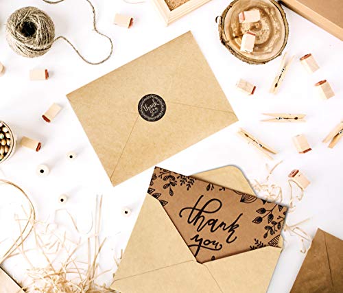 Caqpo Thank You Cards With Envelopes - 160 Sets Premium Kraft Thank You Cards Bulk - Thank You Notes With 8 Graceful Designs - Floral Thank You Card For Celebration, Wedding, Baby & Bridal Shower 4X6 #TOP7