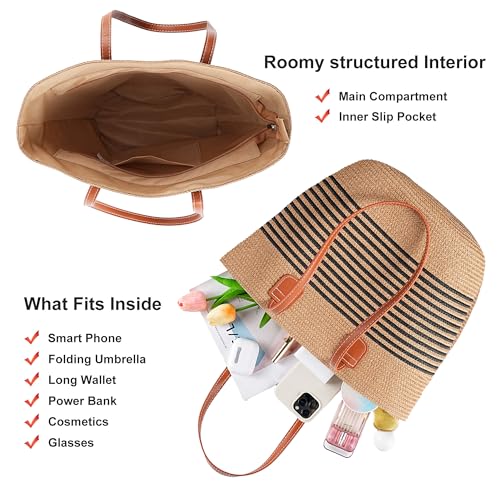 Bolso de playa tejido de verano para mujer miniatura 4