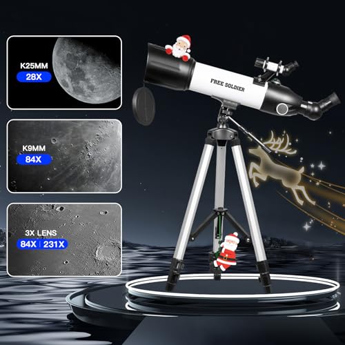 Image of FREE SOLDIER Telescope 80mm Aperture 500mm Refractor Telescope for Adults High Powered - Professional Astronomical Refracting Telescope for Beginners White