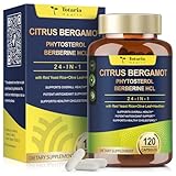 Citrus Bergamot Supplement for High Cholesterol - Italian Citrus Bergamot & Plant Sterols Stanols Natural Way to Balance Cholesterol Level, Cholesterol Lowering Supplements, Vegan, Non-GMO, 120 Counts