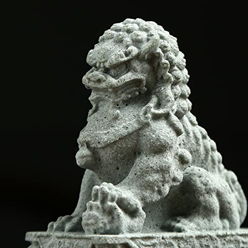 Figuras Decorativas de Perros Foo Guardianes de Piedra Feng Shui miniatura 5