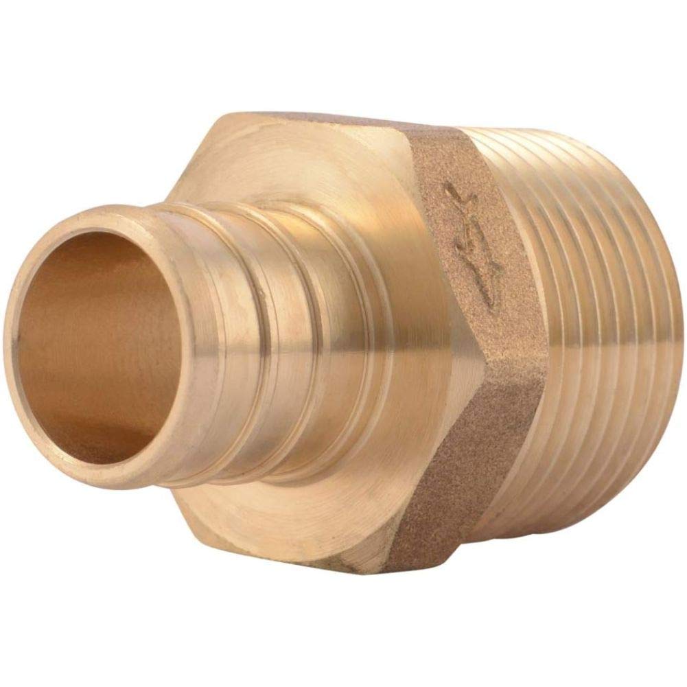 SharkBiteUC134LFA10 3/4" Male PEX Barb Fitting (10-Pack), Brass, 10 Count