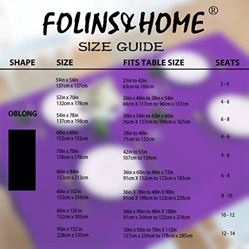Image of FOLINS&HOME Purple Rectangle Tablecloth 60 x 84 Inch Waterproof Table Cloth | Wrinkle Free Polyester Table Cloths, Spillproof Heavy Duty and Washable Table Cover for Party, Banquet - Rectangular /Oblong