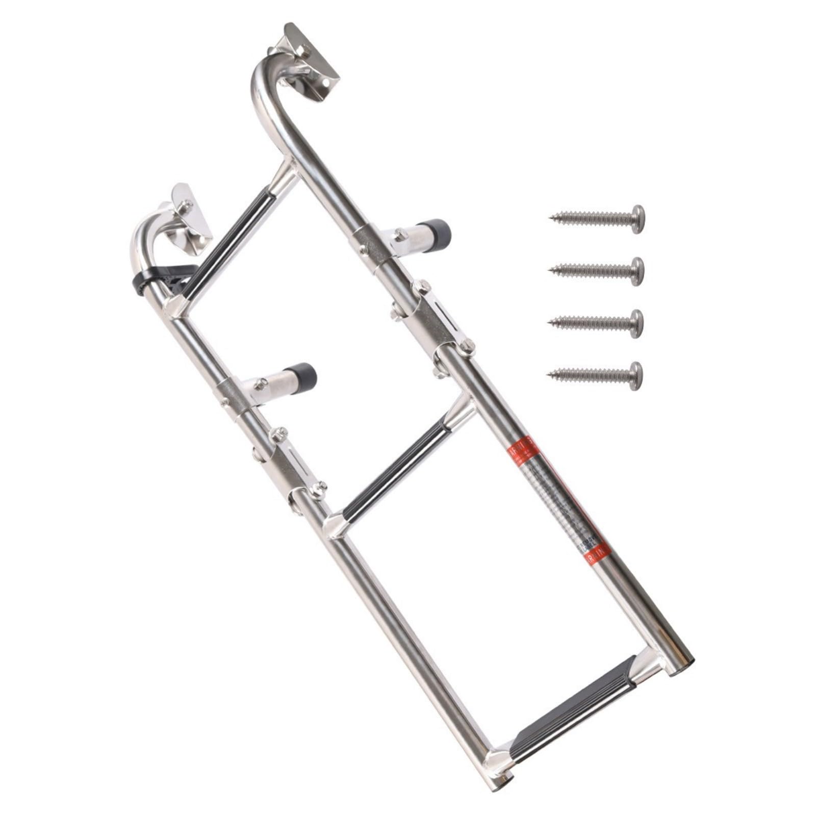 Marine Stainless Steel Folding Boat Ladder 3 Steps Saltwater Resistant for Yacht Deck Platform Installation Marine Stainless Steel Folding Ladder