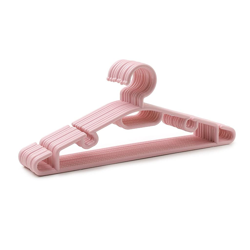Cintres en plastique rose lot de 10 antidérapants avec rainures pour dressing