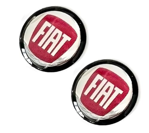 2 pezzi adesivi con logo 14 mm di diametro per auto FIAT. Per chiavi, telecomando, ecc. Adesivi con emblema (14 mm, 2 pezzi, FIAT nero - argento - rosso Epoxy)