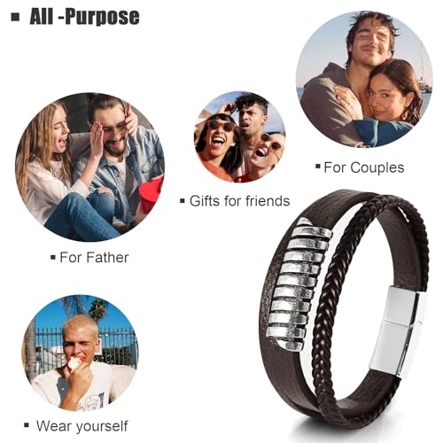 Hamoery Leather Cross Bracelet for Men Braided Bracelets Gift for Him Dad Husband Boyfriend Brother Son Grandson