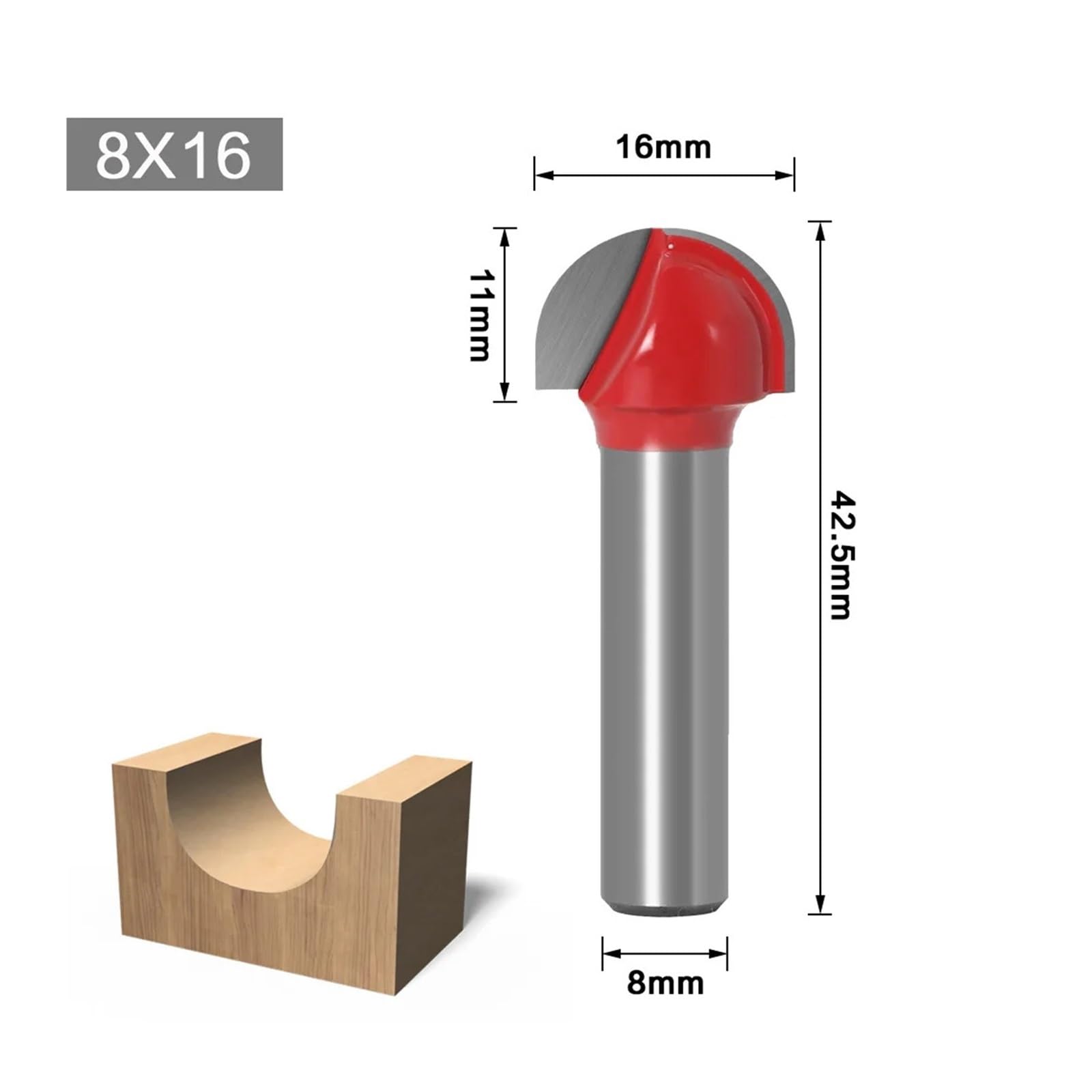 1/5 sztuk 8mm Shank narzędzia CNC węglika spiekanego okrągłe bity Cove rdzeń routera Bit frez kulowy do obróbki drewna(5 Pcs 8mm Set)