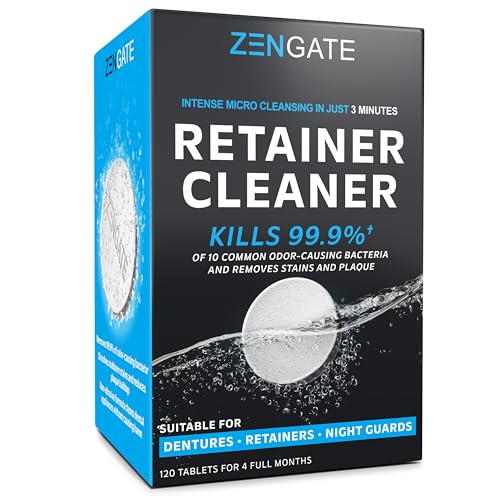 ZENGATE Retainer Cleaner Tablets - Quick 3-Minute Clean for Dentures, Mouth Guards, Aligners, and