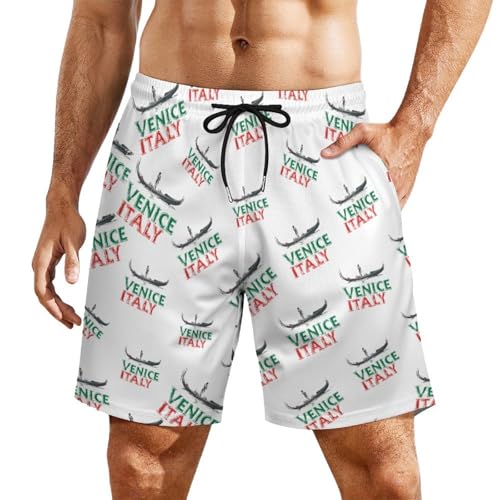 Venice Italy Mens Swim Trunks Swimming Board Shorts with Compression Liner Summer Beach Bottom