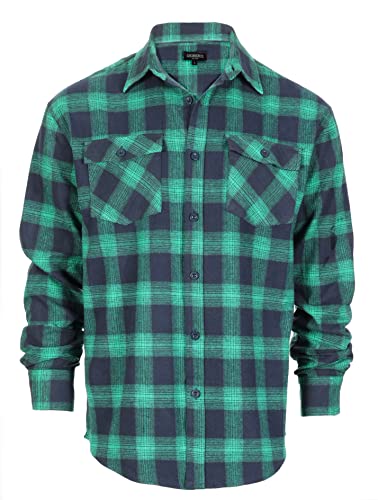 Gioberti Men's Plaid Checkered 100% Cotton Brushed Flannel Shirt