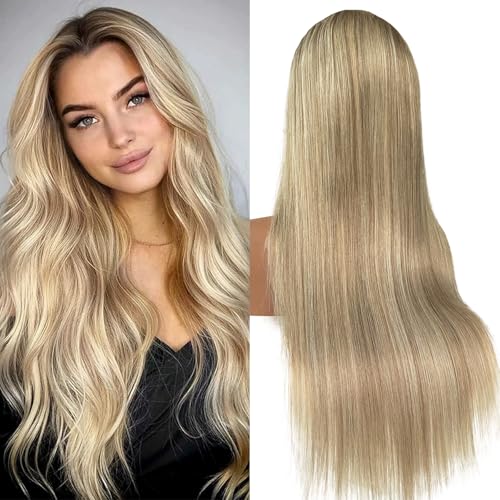 Image of Munx Ombre Lace Front Wig Thick 180% Density 13x6 Lace Front Wigs Real Human Hair Pre Plucked Colored Highlight Glueless Human Hair Wigs HD Transparent Virgin Hair Lace Frontal Wigs 18 Inch