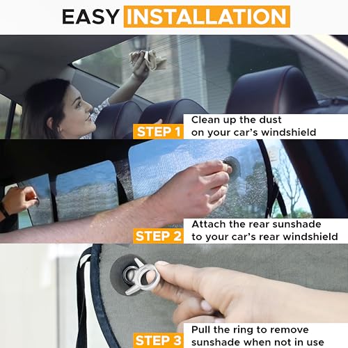Image of EcoNour Back Window Sun Shade for Car | Rear Window Shade with 99% Sun Protection from UV and Heat | Sun Shade for Car Window Baby Offers Complete Coverage for Rear Windshield | Medium (39 inchx19 inch)