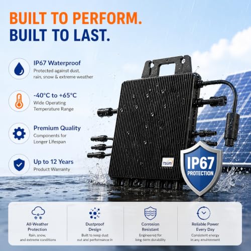 Image of TSUN GEN3 TSOL-MS2000 Solar Microinverter 4-in-1 Trunk Cable | 2000W Output | 4 Independent MPPT | Supports 600W Panels | IP67 Waterproof | Wi-Fi Monitoring | Grid-Tied Solar Inverter